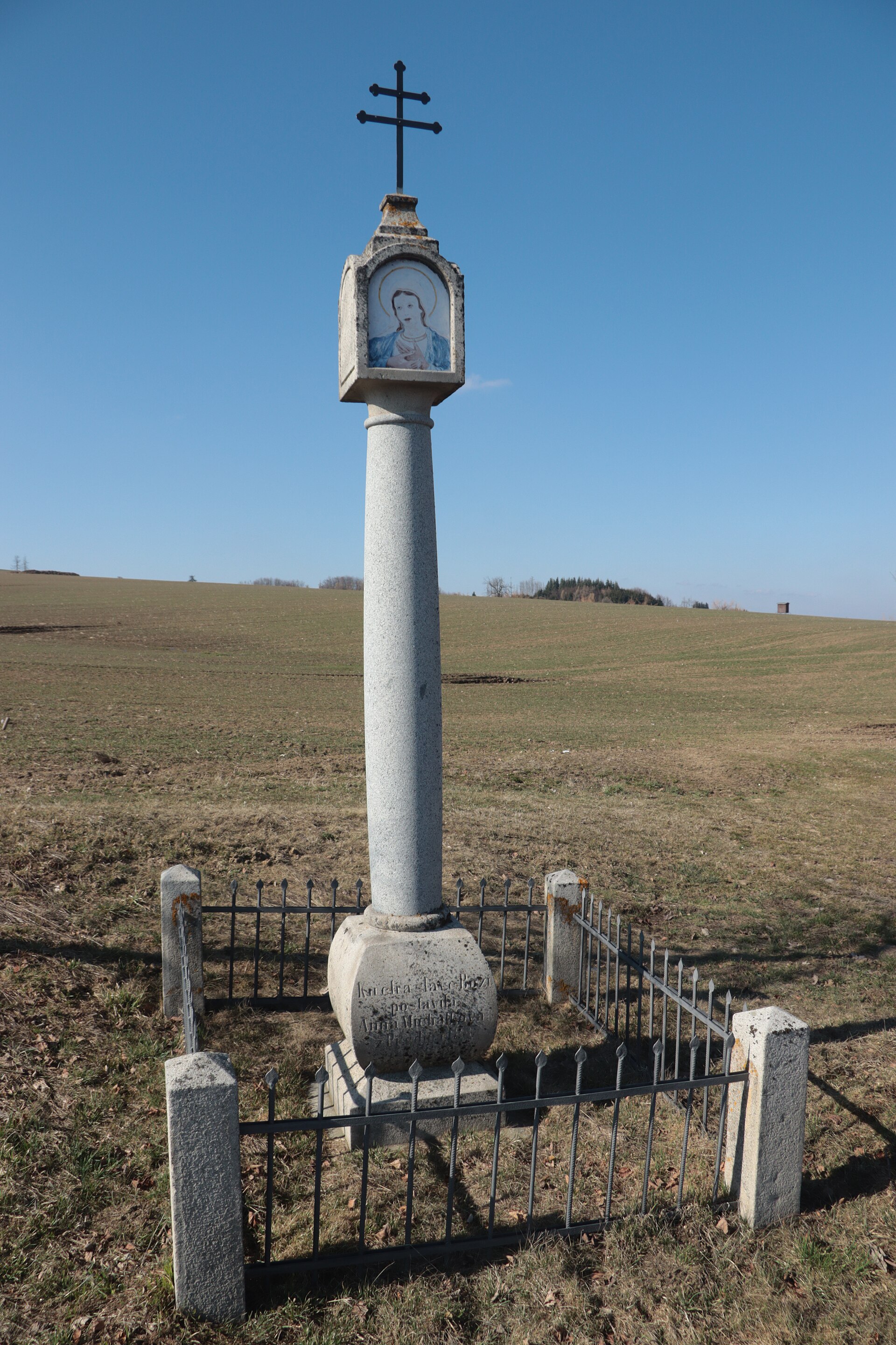 Overview of column shrines in Předín, Třebíč District